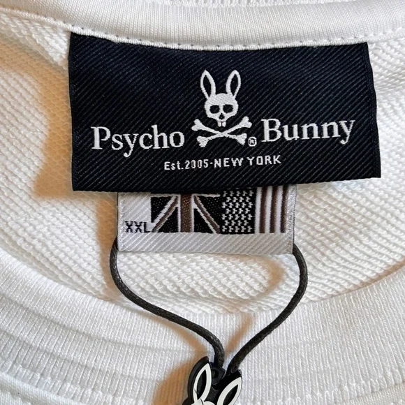 NWT Psycho Bunny Sweatshirt Mens Crew Neck Dixon Logo XXL white - Picture 3 of 9